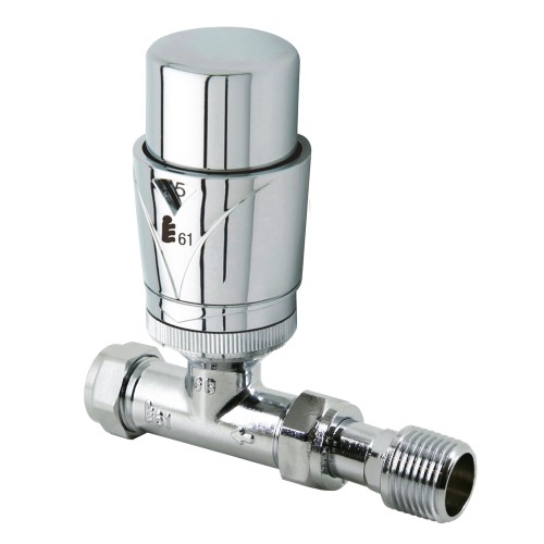 Chrome Thermostatic Straight Radiator Valve