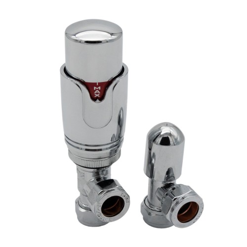 Chrome Angled TRV Valve and Lockshield