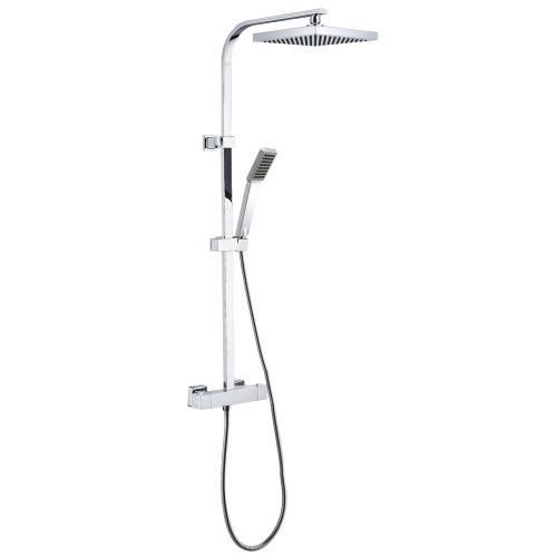 Rieta Square Bar Shower c/w Diverter, Rigid Riser, Fixed Head And Handset