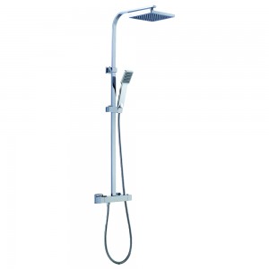 Rieta Square Bar Shower c/w Diverter, Rigid Riser, Fixed Head And Handset