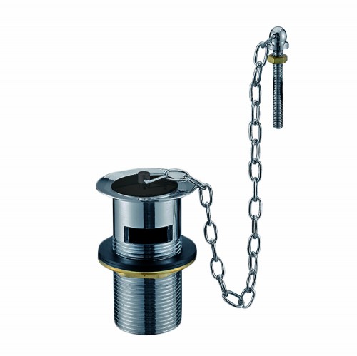 Slotted Brass Basin Waste C/W Poly Plug, Chain & Stay CP